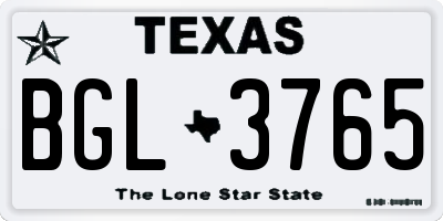 TX license plate BGL3765