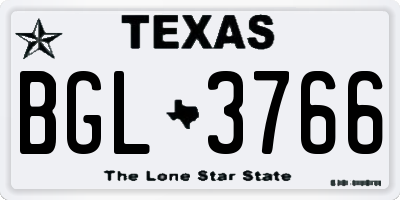 TX license plate BGL3766