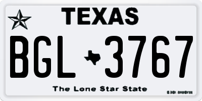 TX license plate BGL3767