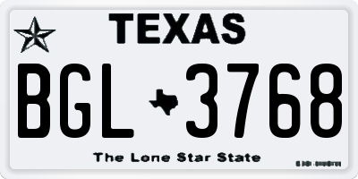 TX license plate BGL3768