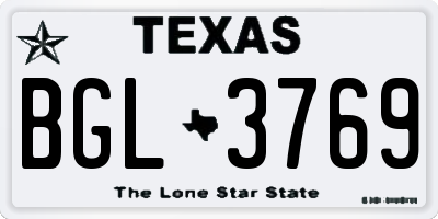 TX license plate BGL3769