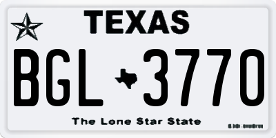 TX license plate BGL3770