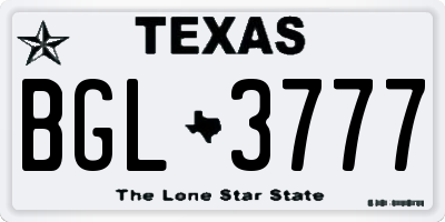TX license plate BGL3777