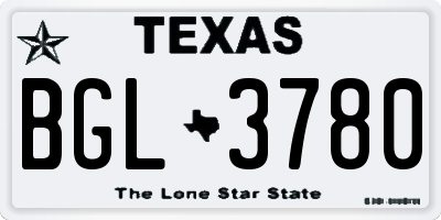 TX license plate BGL3780