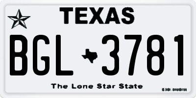 TX license plate BGL3781