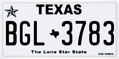 TX license plate BGL3783