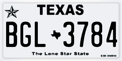 TX license plate BGL3784