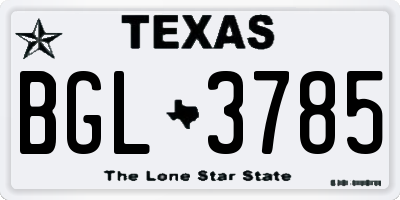 TX license plate BGL3785