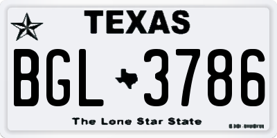 TX license plate BGL3786