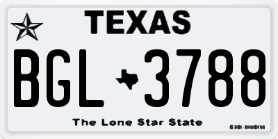 TX license plate BGL3788