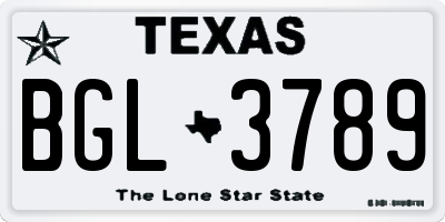 TX license plate BGL3789