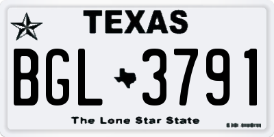 TX license plate BGL3791