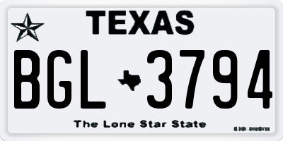 TX license plate BGL3794
