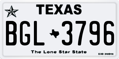 TX license plate BGL3796