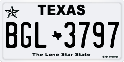 TX license plate BGL3797