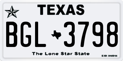 TX license plate BGL3798