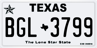 TX license plate BGL3799
