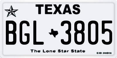 TX license plate BGL3805