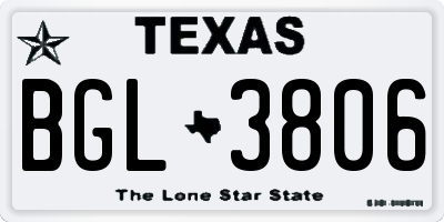 TX license plate BGL3806
