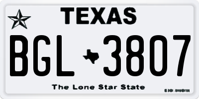 TX license plate BGL3807
