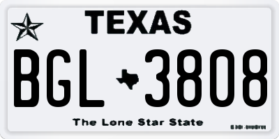 TX license plate BGL3808