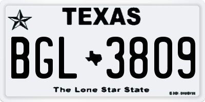 TX license plate BGL3809