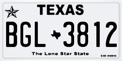 TX license plate BGL3812