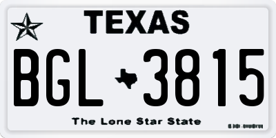 TX license plate BGL3815