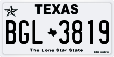 TX license plate BGL3819