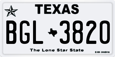 TX license plate BGL3820