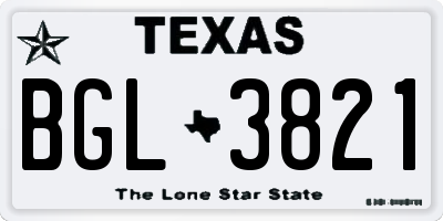 TX license plate BGL3821