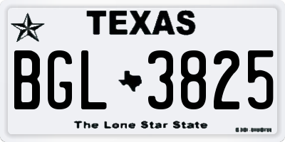TX license plate BGL3825