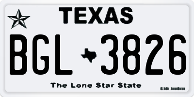 TX license plate BGL3826