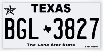 TX license plate BGL3827