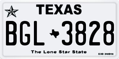 TX license plate BGL3828