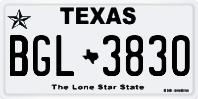 TX license plate BGL3830