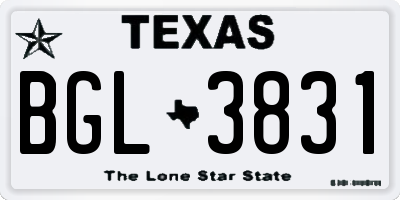 TX license plate BGL3831