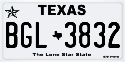 TX license plate BGL3832