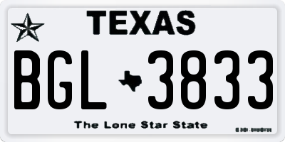 TX license plate BGL3833