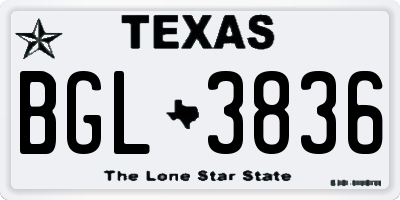 TX license plate BGL3836