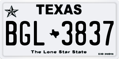 TX license plate BGL3837