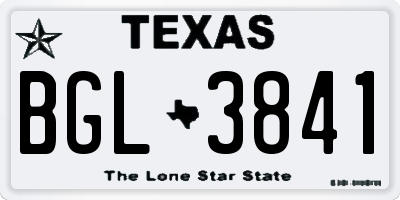 TX license plate BGL3841