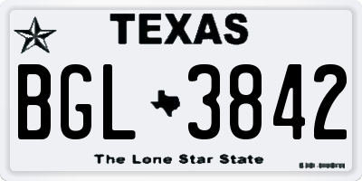TX license plate BGL3842