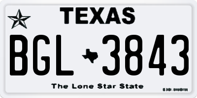 TX license plate BGL3843