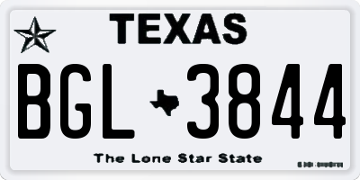 TX license plate BGL3844