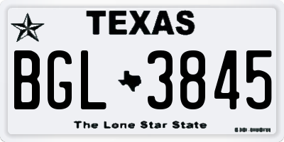 TX license plate BGL3845