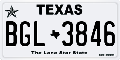 TX license plate BGL3846
