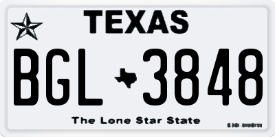 TX license plate BGL3848