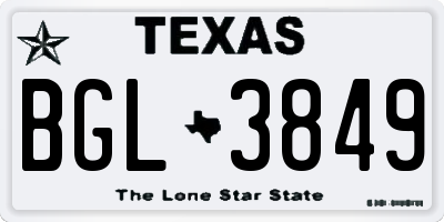 TX license plate BGL3849