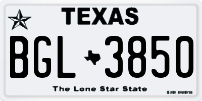 TX license plate BGL3850